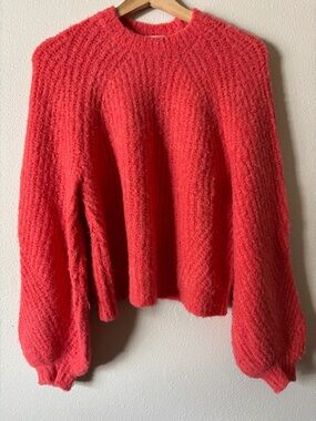 Ulla Johnson Alpaca Blend Pink Balloon Sleeve Sweater Size Small